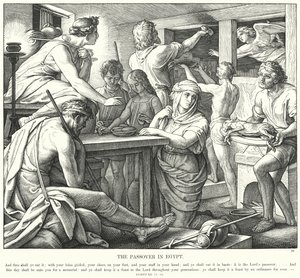 Pääsiäinen Egyptissä (kaiverrus) tekijältä Julius (after) Schnorr von Carolsfeld
