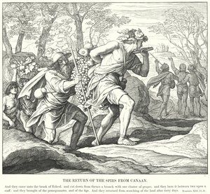 Vakoilijoiden paluu Kanaanista (kaiverrus) tekijältä Julius (after) Schnorr von Carolsfeld