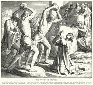 Stephenin kivittäminen (kaiverrus) tekijältä Julius (after) Schnorr von Carolsfeld