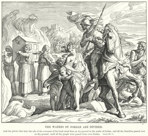 Jordanin vedet jakautuvat (kaiverrus) tekijältä Julius (after) Schnorr von Carolsfeld