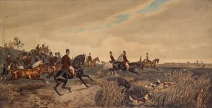 Keisari Frans Joosef I keisarinna Elisabethin kanssa parfometsästyksen aikana, 1880. tekijältä Julius Blaas von