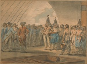 Linjan ylitysseremonia aluksella, "Vestal" tekijältä Julius Caesar Ibbetson