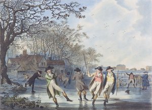 Talvihuvi: Näkymä Hyde Parkiin Moated Housesta, 1787 (akvatinta) tekijältä Julius Caesar Ibbetson
