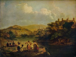 Naiset pesemässä vaatteita Welsh Streamissa, 1790