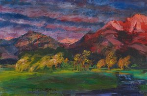 Jalkapäät auringonlaskun aikaan. 1903 (?) tekijältä Julius Exter