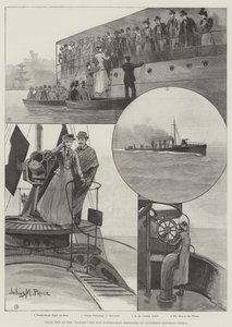 Hornetin, uuden torpedovenetuhoajan, koematka Gravesendissä lauantaina 9. kesäkuuta tekijältä Julius Mandes Price