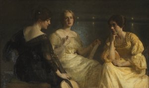 Nuoret naiset. Vasemmalta: Karen Bramsen; taiteilijan vaimo Esther, os Lange; Johanne Munch-Petersen.