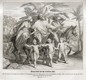 Abraham näkee hänelle luvatun maan, Genesiksen tekijältä Julius Schnorr von Carolsfeld