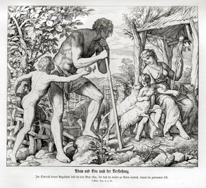 Aadam ja Eeva heidän karkotuksensa jälkeen Eedenistä, Genesis tekijältä Julius Schnorr von Carolsfeld