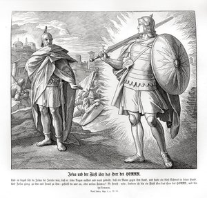Herran sotajoukon päällikkö Jerikon ulkopuolella, Joosua tekijältä Julius Schnorr von Carolsfeld