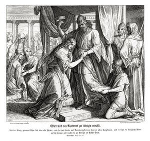 Esteristä tehdään kuningatar, Esther tekijältä Julius Schnorr von Carolsfeld