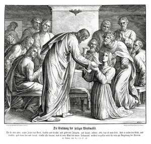 Jeesus Martan talossa, Luukkaan evankeliumi tekijältä Julius Schnorr von Carolsfeld