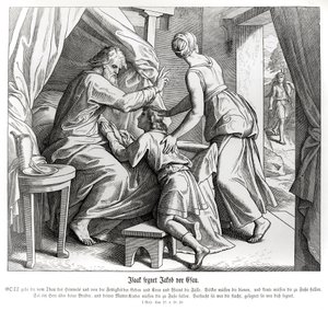 Iisak siunaa Jaakobin Esaun sijassa, Genesis tekijältä Julius Schnorr von Carolsfeld