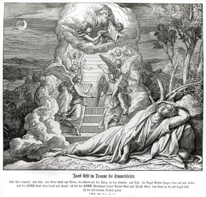 Jaakob haaveilee tikkaat taivaaseen, Genesis tekijältä Julius Schnorr von Carolsfeld