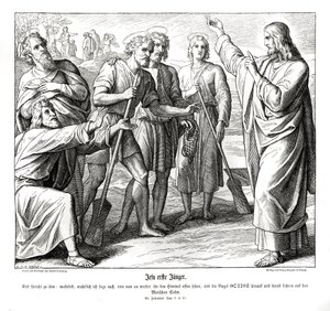 Jeesus ja Natanael, Johanneksen evankeliumi tekijältä Julius Schnorr von Carolsfeld