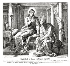 Jeesus ja Nikodemus, Johanneksen evankeliumi tekijältä Julius Schnorr von Carolsfeld