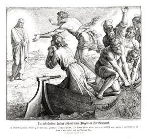 Jeesus ilmestyy opetuslapsilleen, Johanneksen evankeliumi tekijältä Julius Schnorr von Carolsfeld