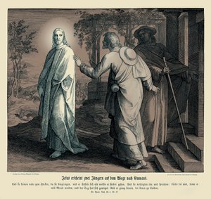 Jeesus ilmestyy kahdelle opetuslapselle, Luukkaan evankeliumi tekijältä Julius Schnorr von Carolsfeld