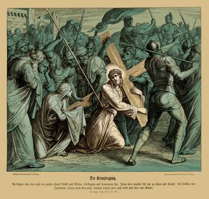Jeesus kantaa ristiä, Luukkaan evankeliumi tekijältä Julius Schnorr von Carolsfeld