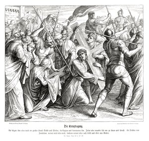 Jeesus kantaa ristiä, Luukkaan evankeliumi tekijältä Julius Schnorr von Carolsfeld