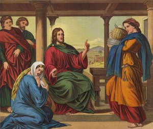Jeesus Martan talossa tekijältä Julius Schnorr von Carolsfeld