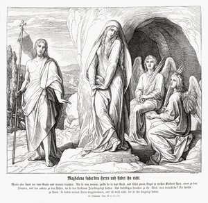 Maria Magdaleena Jeesuksen haudalla, Johanneksen evankeliumi tekijältä Julius Schnorr von Carolsfeld