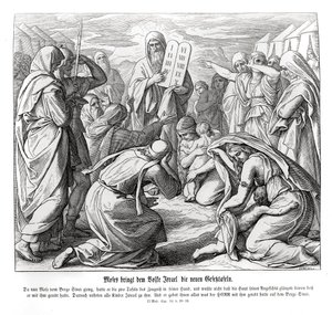 Mooses toimittaa käskyt, Exodus tekijältä Julius Schnorr von Carolsfeld