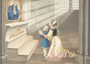 Äiti ja tytär rukouksessa, n. 1811-17. tekijältä Julius Schnorr von Carolsfeld