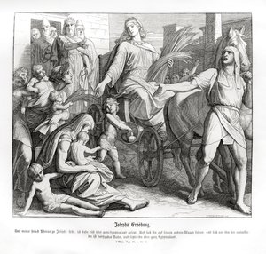 Faaraa tekee Joosefista Egyptin johtajan, Genesis tekijältä Julius Schnorr von Carolsfeld