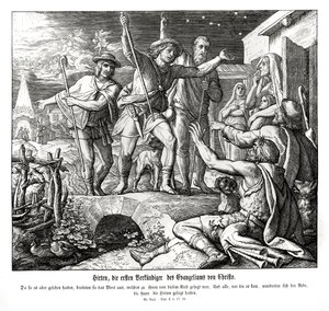 Paimenet levittävät evankeliumia, Luukkaan evankeliumia tekijältä Julius Schnorr von Carolsfeld