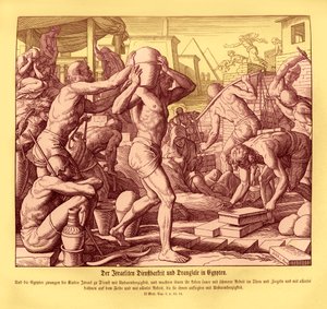 Israelilaiset ovat orjuutettuja Egyptissä, Exodus tekijältä Julius Schnorr von Carolsfeld