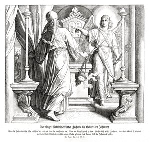 Enkeli Gabriel ilmestyy Sakarialle, Luukkaan tekijältä Julius Schnorr von Carolsfeld