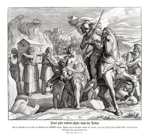 Jordanin ylittävä liitonarkki, Joosua tekijältä Julius Schnorr von Carolsfeld