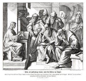 Jeesus-lapsi temppelissä, Luukkaan evankeliumi tekijältä Julius Schnorr von Carolsfeld