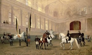 Aamuharjoitus Hofreitschulessa, Josephsplatz, 1890 tekijältä Julius von Blaas  