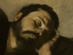Jaakobin uni, yksityiskohta: kasvot tekijältä Jusepe de Ribera