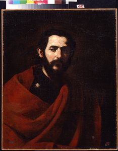 Apostoli Pyhä Jaakob Suuri (Apostoli Pyhä Jaakob Suuri). Muotokuva Jacques de Zebedeuksesta, yhdestä Kristuksen kahdestatoista opetuslapsesta. Jose de Riberan maalaus nimeltä il Spagnoletto "espanjalainen" (1591-1652). Öljy kankaalle. Espanjalainen taide,  tekijältä Jusepe de Ribera