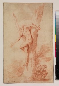 Mies sidottu puuhun ja hahmo lepää, 1630-35 tekijältä Jusepe de Ribera