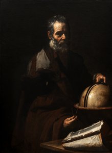 Filosofi ja karttapallo (Anaksagoras?) tekijältä Jusepe de Ribera