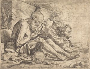 Lukeva pyhä Hieronymus tekijältä Jusepe de Ribera
