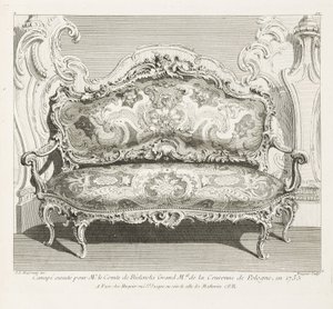 Canapé executé pour le Comte de Bielinski Grand M.al de la Couronne de Pologne, en 1735 .; Valmis kanapee Bielinskin le comte en en 1735, 4. levy tekijältä Juste Aurèle Meissonnier