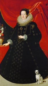 Eleonora Gonzaga (tai Mantova) - Eleonora Gonzagan (1598-1655) muotokuva mustassa mekossa, Sustermans, Justus (Giusto) (1597-1681). Öljy kankaalle, n. 1624. Koko: 207x108 cm. Taidehistoriallinen museo, Wien tekijältä Justus Sustermans