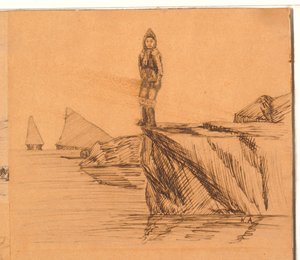 Nainen kalliolla