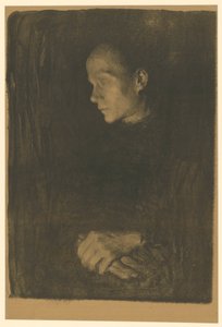 Työläisnainen profiilissa vasemmalle (lopullinen versio, 1. versio) tekijältä Käthe Kollwitz