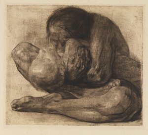 nainen kuolleen lapsen kanssa tekijältä Käthe Kollwitz