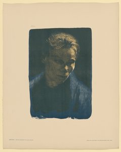 Halbporträt einer Arbeiterfrau mit blauem Schal tekijältä Käthe Kollwitz