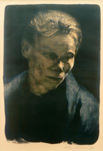 K. Kollwitz, puolipitkä muotokuva työläisnaisesta tekijältä Käthe Kollwitz
