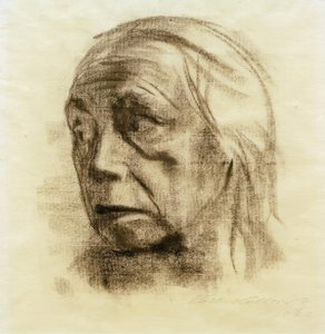 Selbstbildnis im Dreiviertelansicht nach links tekijältä Käthe Kollwitz