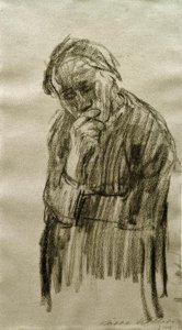 Stehende Frau, den Kopf in die rechte Hand gestützt tekijältä Käthe Kollwitz