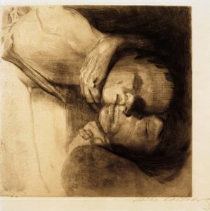 Kuolema, vaimo ja lapsi tekijältä Käthe Kollwitz